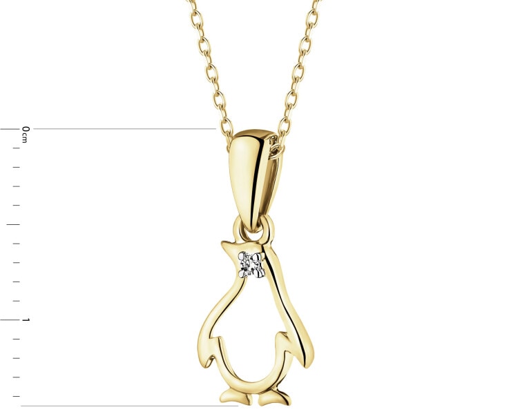 14 K Rhodium-Plated Yellow Gold Necklace with Diamonds - 0,005 ct - fineness 9 K