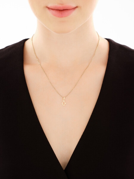 14 K Rhodium-Plated Yellow Gold Necklace with Diamonds - 0,005 ct - fineness 9 K