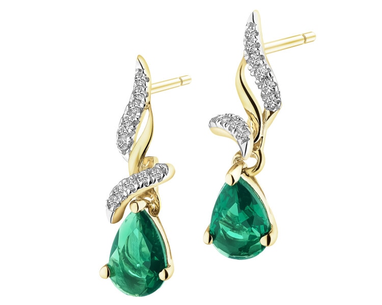 14 K Rhodium-Plated Yellow Gold Necklace with Diamonds - fineness 14 K