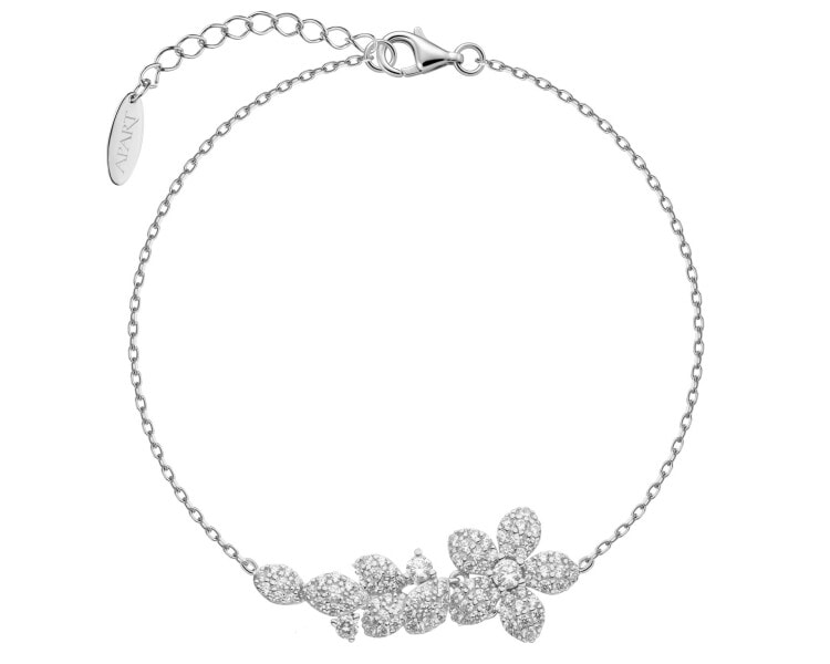 Stříbrný náramek se zirkony - květ