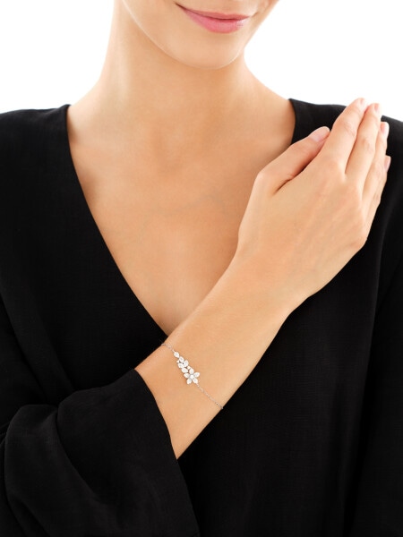 Stříbrný náramek se zirkony - květ