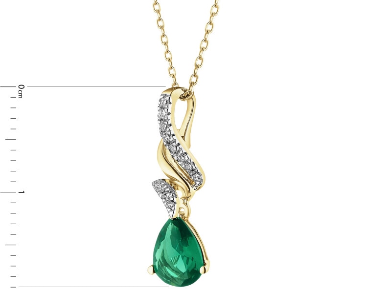 14 K Rhodium-Plated Yellow Gold Necklace with Diamonds - fineness 14 K