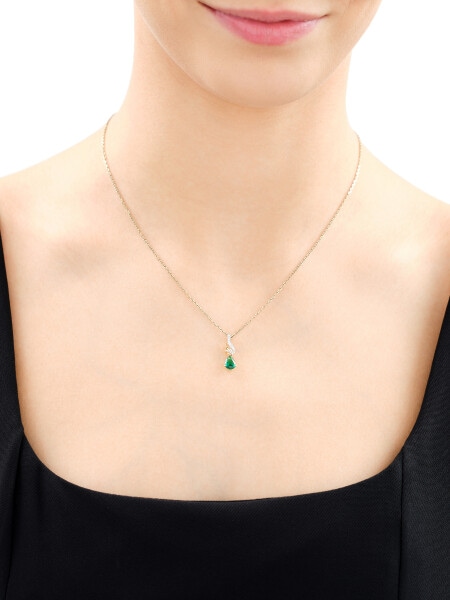 14 K Rhodium-Plated Yellow Gold Necklace with Diamonds - fineness 14 K