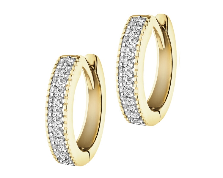 14 K Rhodium-Plated Yellow Gold Necklace with Diamonds - 0,10 ct - fineness 14 K