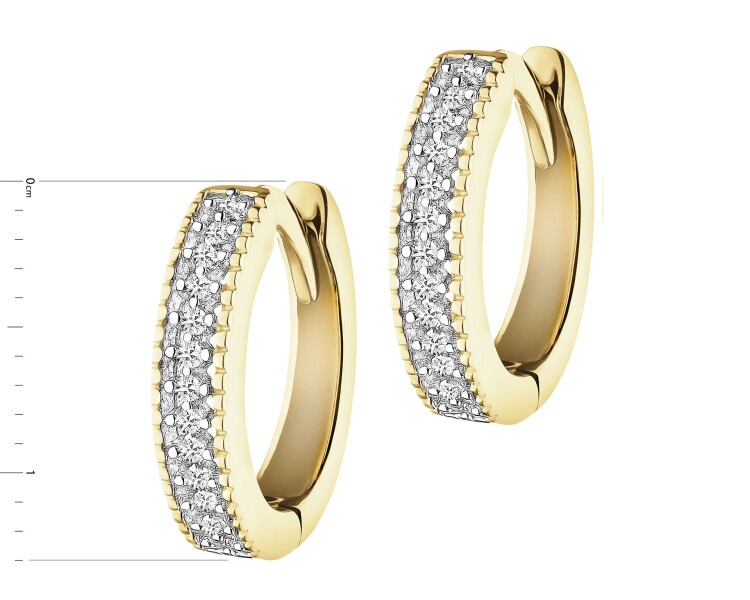 14 K Rhodium-Plated Yellow Gold Necklace with Diamonds - 0,10 ct - fineness 14 K