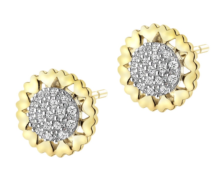 14 K Rhodium-Plated Yellow Gold Necklace with Diamonds - 0,11 ct - fineness 14 K