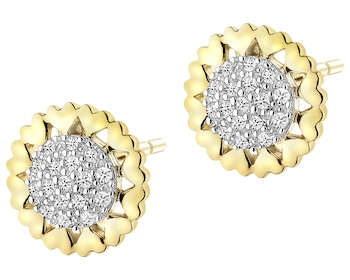 Kolczyki z żółtego złota z diamentami - 0,11 ct - próba 585