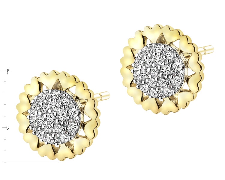 14 K Rhodium-Plated Yellow Gold Necklace with Diamonds - 0,11 ct - fineness 14 K