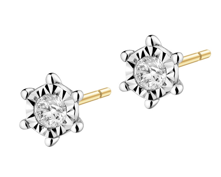 14 K Rhodium-Plated Yellow Gold Necklace with Diamonds - 0,10 ct - fineness 585