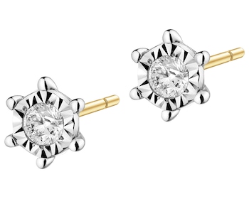 Zlatý náhrdelník s diamanty - medailonek Panna Maria, srdce - 0,10 ct - ryzost 585