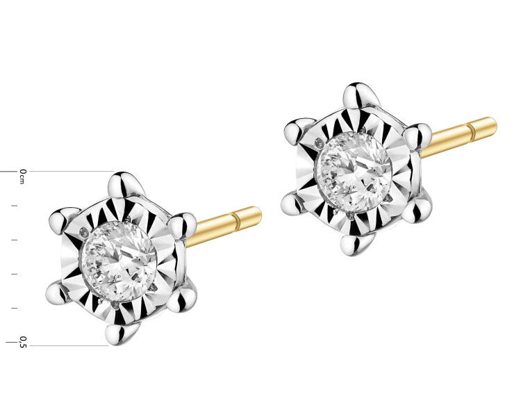 14 K Rhodium-Plated Yellow Gold Necklace with Diamonds - 0,10 ct - fineness 585