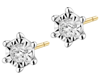 Zlatý náhrdelník s diamanty - medailonek Panna Maria, srdce - 0,15 ct - ryzost 585