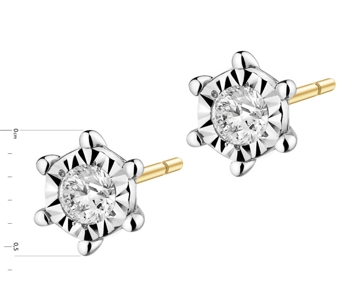 14 K Rhodium-Plated Yellow Gold Necklace with Diamonds - 0,15 ct - fineness 585