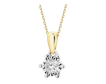 Zlatý náhrdelník s diamanty - medailonek Panna Maria, srdce - 0,15 ct - ryzost 585