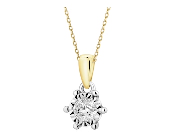 Zlatý náhrdelník s diamanty - medailonek Panna Maria, srdce - 0,20 ct - ryzost 585