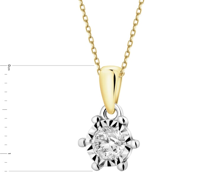 14 K Rhodium-Plated Yellow Gold Necklace with Diamonds - 0,20 ct - fineness 585