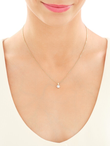 14 K Rhodium-Plated Yellow Gold Necklace with Diamonds - 0,20 ct - fineness 585