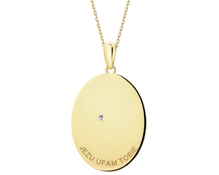 14 K Rhodium-Plated Yellow Gold Necklace with Diamonds - 0,01 ct - fineness 14 K