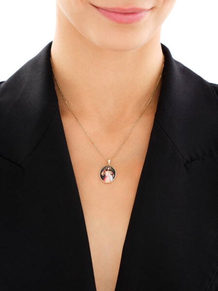 14 K Rhodium-Plated Yellow Gold Necklace with Diamonds - 0,01 ct - fineness 14 K