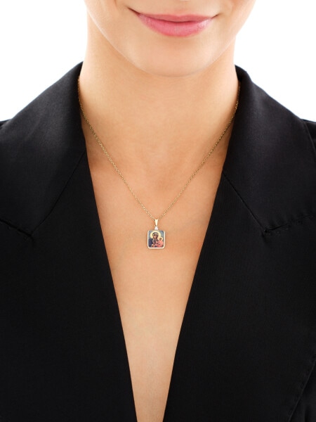 14 K Rhodium-Plated Yellow Gold Necklace with Diamonds - 0,02 ct - fineness 14 K