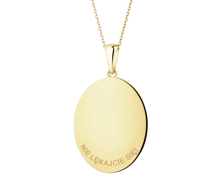 14 K Rhodium-Plated Yellow Gold Necklace with Diamonds - 0,03 ct - fineness 14 K