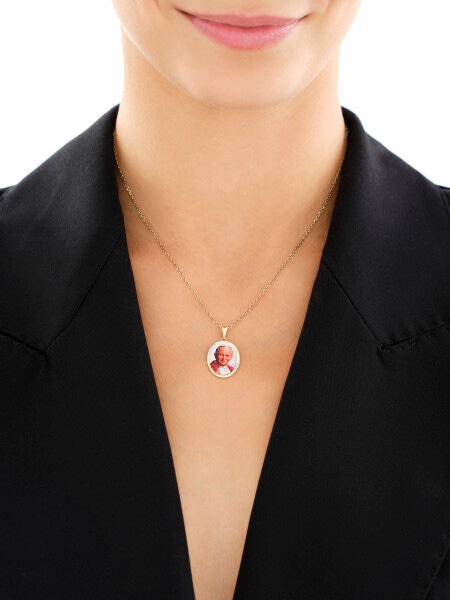 14 K Rhodium-Plated Yellow Gold Necklace with Diamonds - 0,03 ct - fineness 14 K