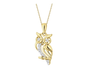 Zlatý náhrdelník s diamanty - medailonek Panna Maria, srdce - 0,05 ct - ryzost 585