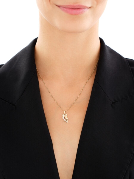 14 K Rhodium-Plated Yellow Gold Necklace with Diamonds - 0,05 ct - fineness 14 K