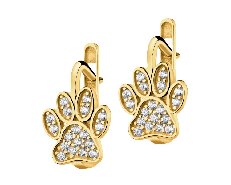 Złote kolczyki z cyrkoniami - łapki