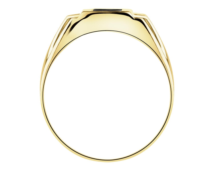 Złoty pierścionek z onyksem - sygnet