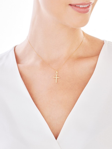 Złota zawieszka - krzyż