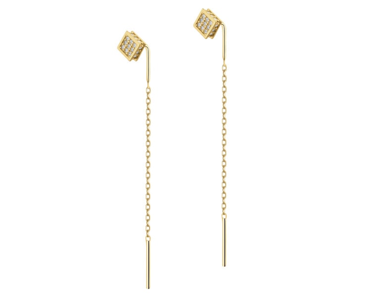 Kolczyki srebrne z cyrkoniami - kwadraty