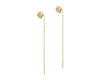 Pozlacené stříbrné náušnice se zirkony - čtverce