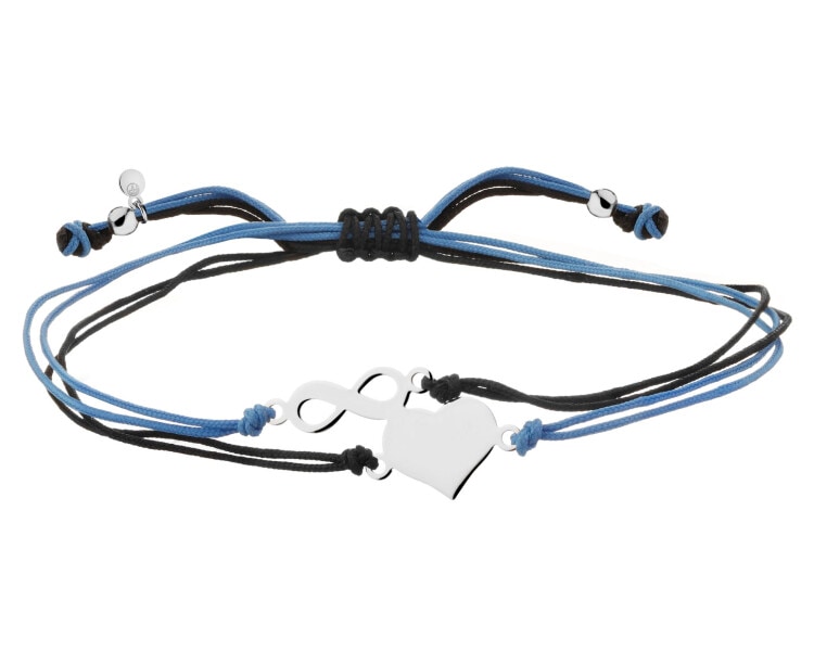 Náramek se stříbrnými prvky - srdce, nekonečno