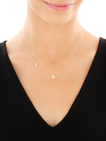 Złoty naszyjnik - kłódka, kluczyk