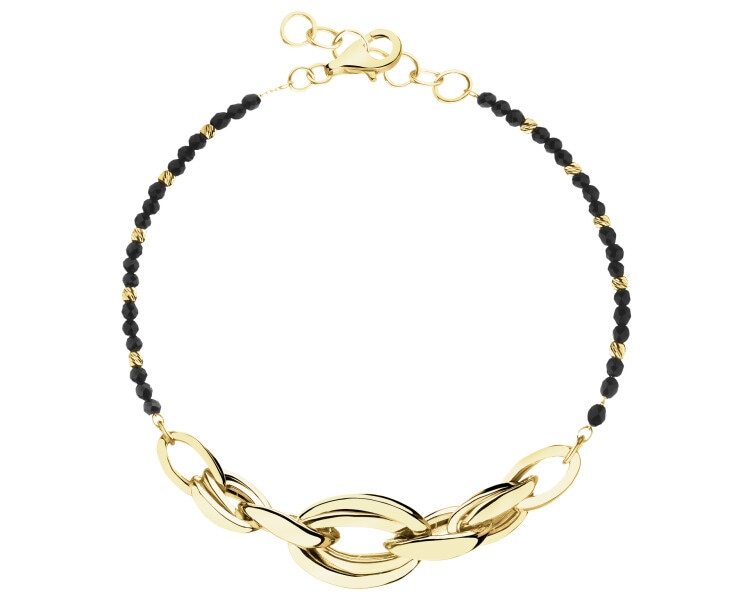 Złota bransoletka z onyksami syntetycznymi