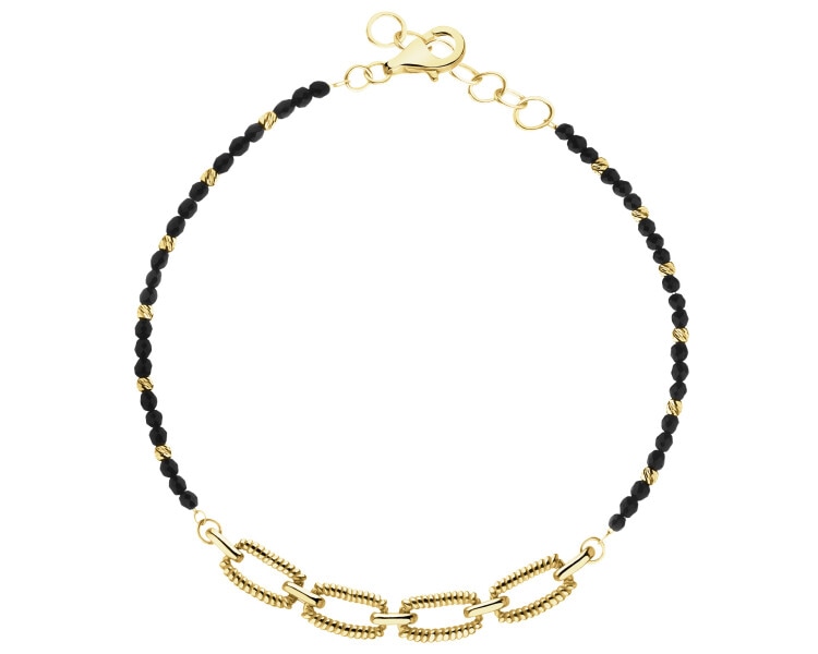 Złota bransoletka z onyksami syntetycznymi