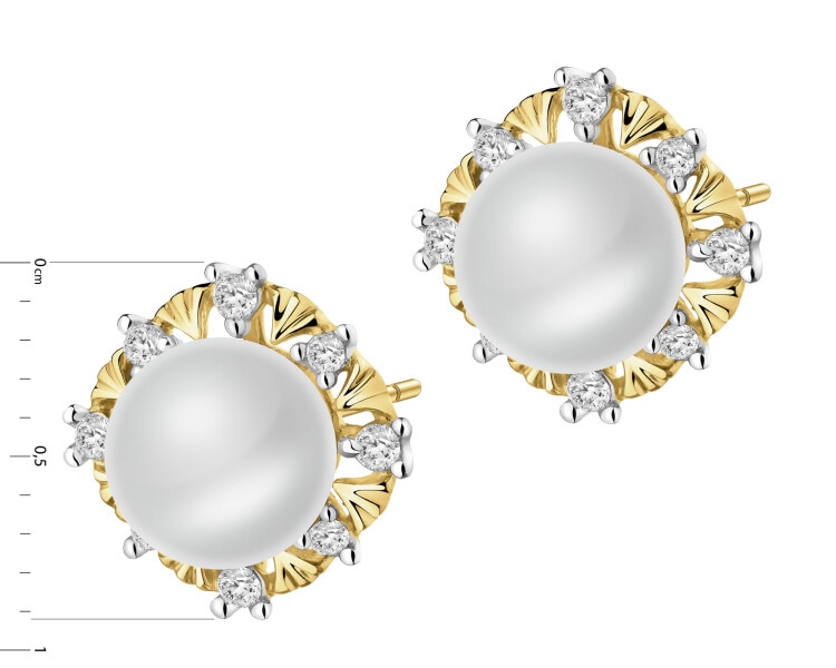 14 K Rhodium-Plated Yellow Gold Necklace with Diamonds - fineness 14 K