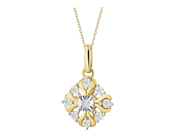 Zlatý náhrdelník s diamanty - medailonek Panna Maria, srdce - 0,05 ct - ryzost 585