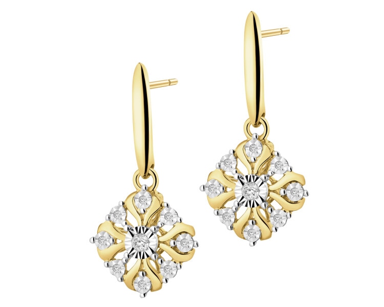 14 K Rhodium-Plated Yellow Gold Necklace with Diamonds - 0,07 ct - fineness 585