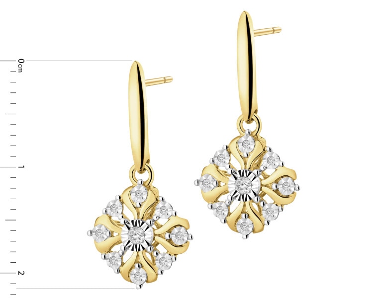 14 K Rhodium-Plated Yellow Gold Necklace with Diamonds - 0,07 ct - fineness 585