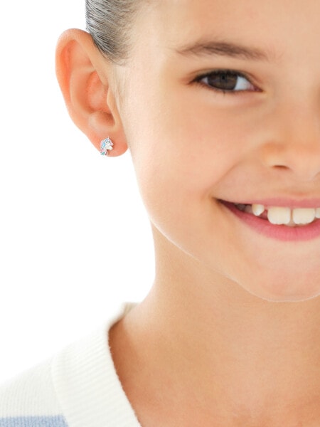 Stříbrné náušnice se smaltem - jednorožci