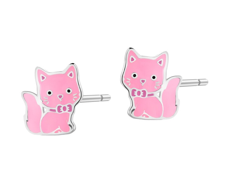 Stříbrné náušnice se smaltem - kočky