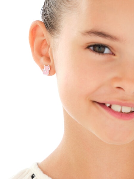 Stříbrné náušnice se smaltem - kočky