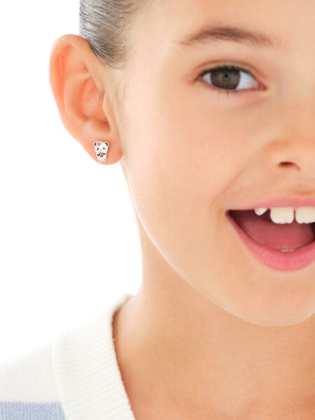 Stříbrné náušnice se smaltem - medvídci panda