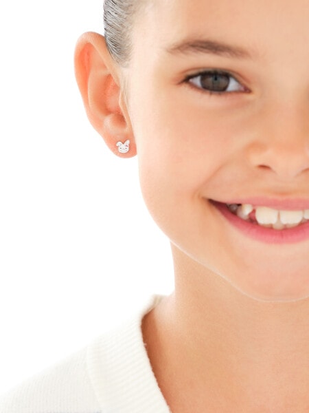 Stříbrné náušnice se smaltem - zajíčci