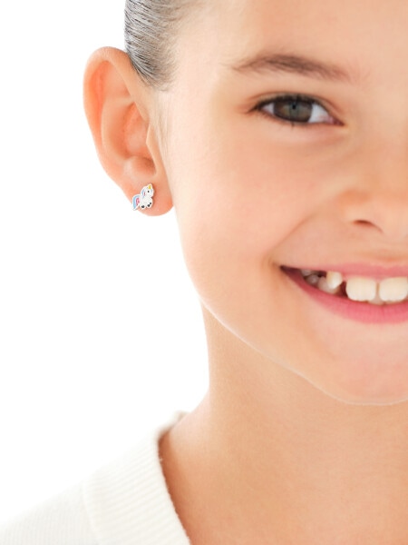 Stříbrné náušnice se smaltem - jednorožci