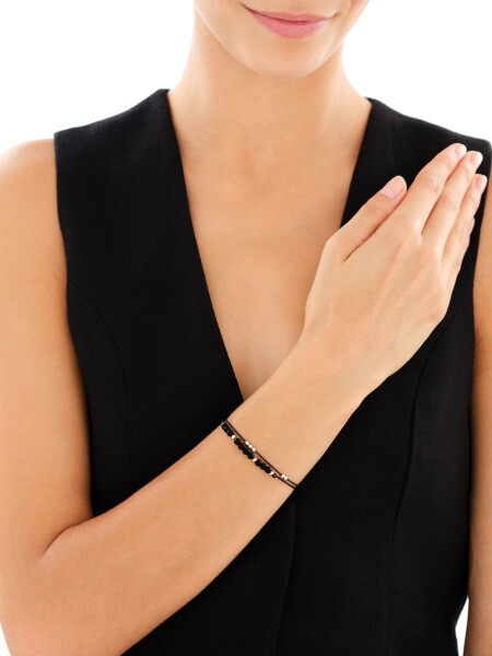 Náramek se stříbrnými prvky a broušeným sklem - kuličky