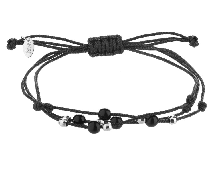 Náramek se stříbrnými prvky a broušeným sklem - kuličky