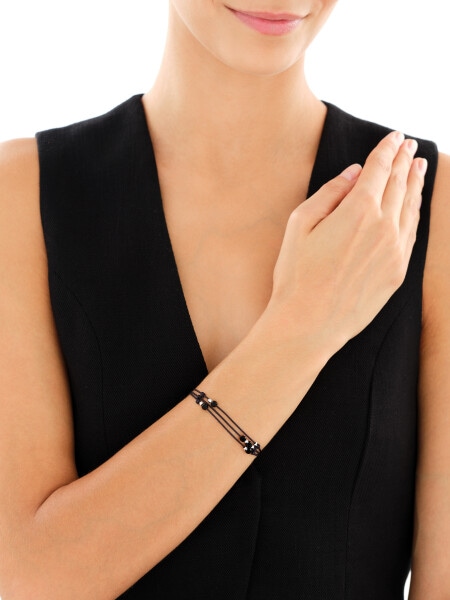 Náramek se stříbrnými prvky a broušeným sklem - kuličky